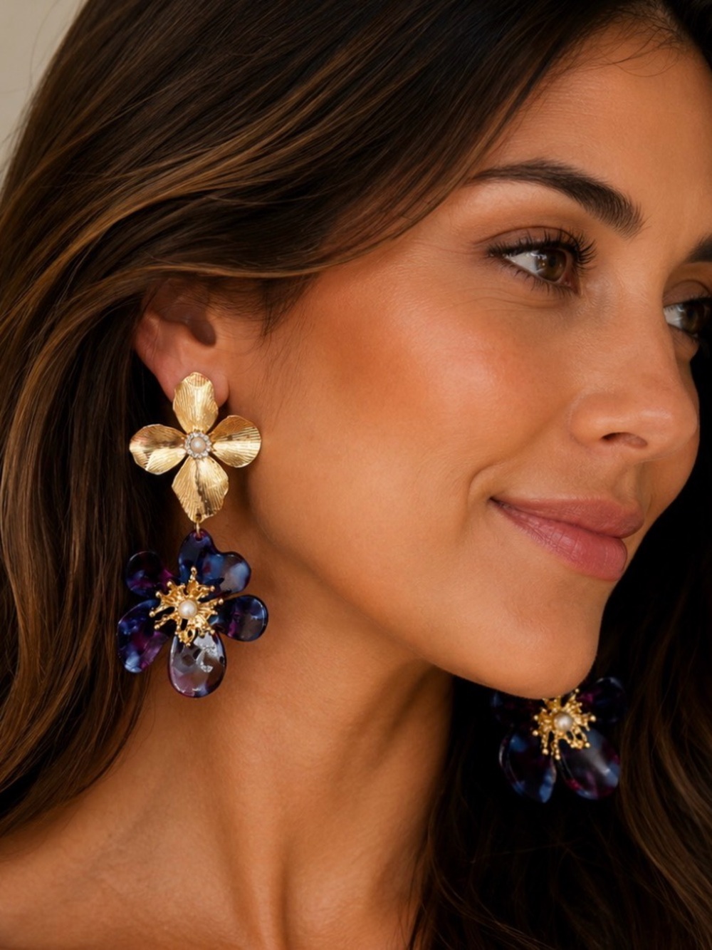 New NICOLE MILLER Drop Dangle Floral Earrings